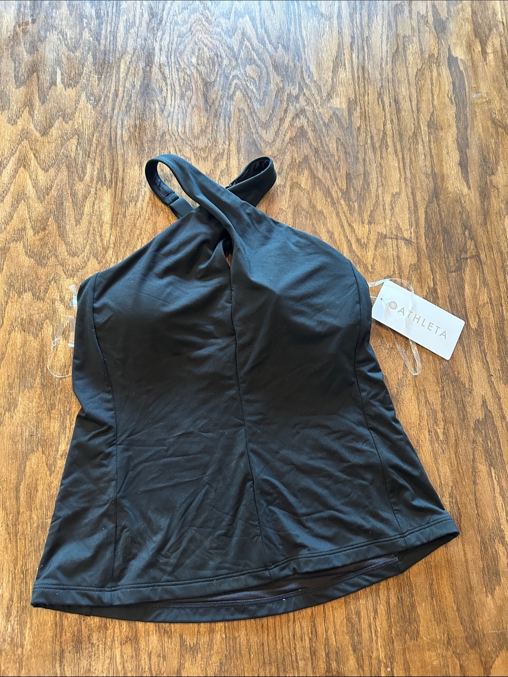 Athleta Black Built-In Support Athletic Tank with Crossover Detail